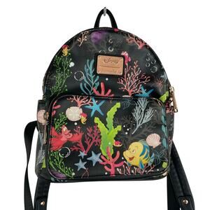 Disney Loungefly The Little Mermaid Flounder Sebastian Small back bag black